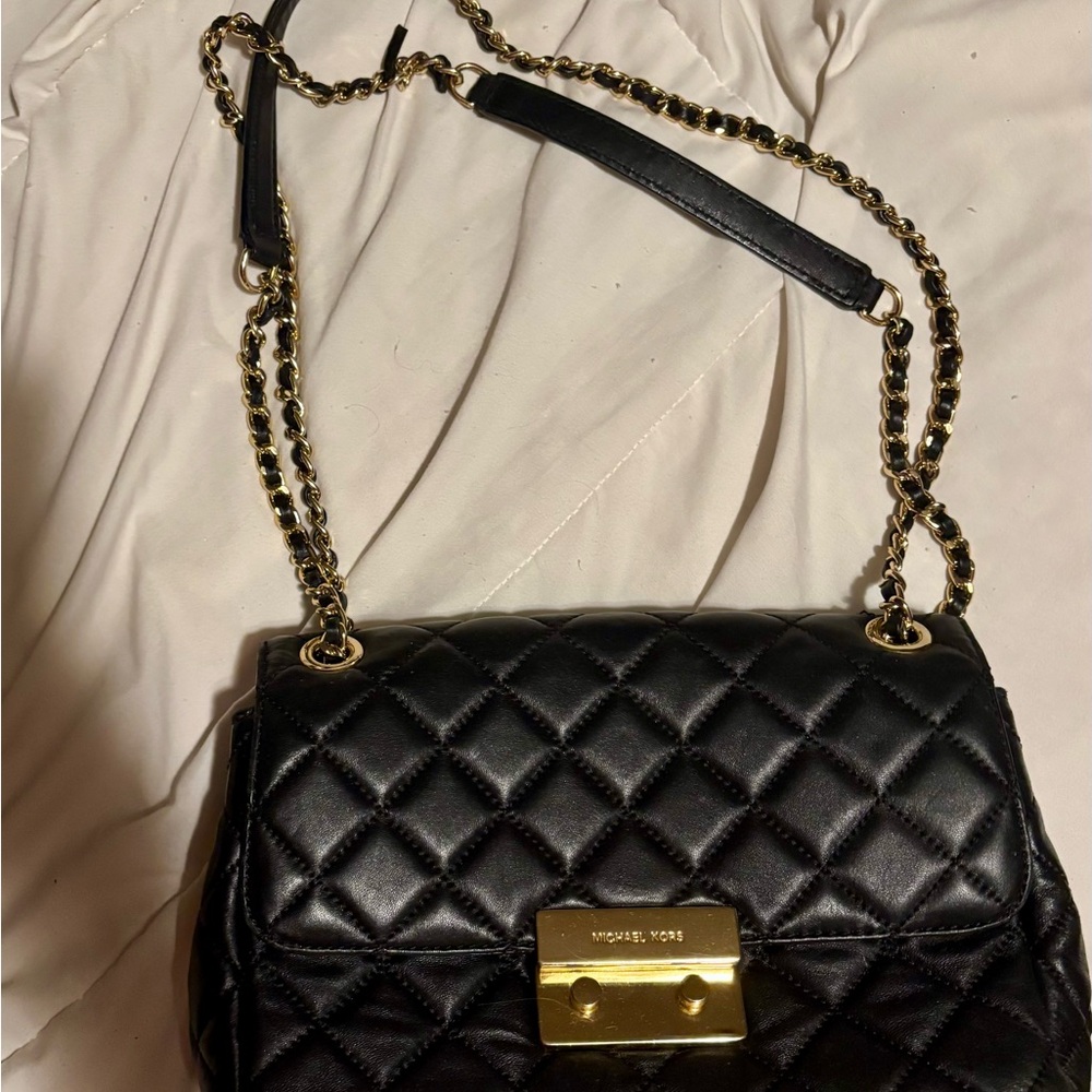 MICHAEL Michael Kors Black and Gold Quilted Crossbody Bag